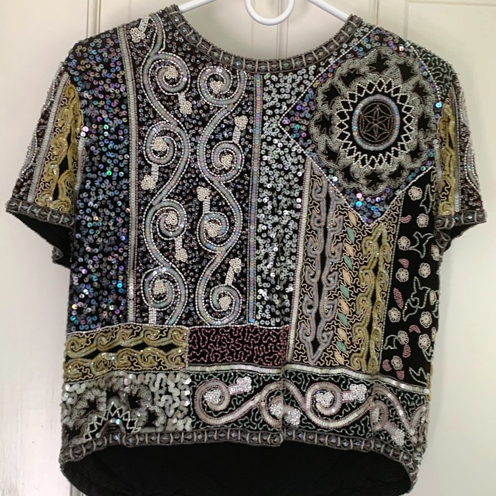 VINTAGE BEADED TOP BY VICTORIA ROYAL LTD. SIZE 12